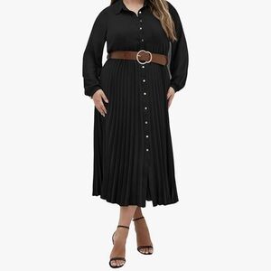 *MAKE OFFER!* City Chic Honey Lane Dress - black with brown belt